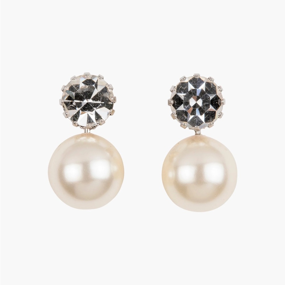 Jennifer Behr Ines Earrings: Crystal & Pearl